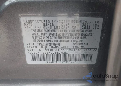 2018 Nissan Sentra Sv from USA, damaged, VIN 3N1AB7AP2JY312463